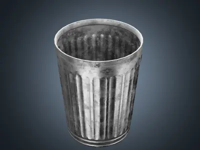 Street Trash Can PBR Game Ready Low-poly 3D model