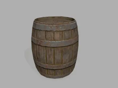 Wooden Barrel Low-poly 3D model