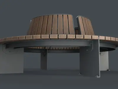 Modern Outdoor Bench 120 PBR Game Ready Low-poly 3D model