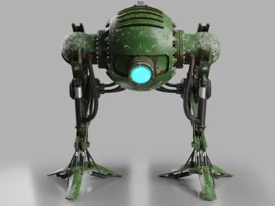 Robot model sci-fi Low-poly 3D model