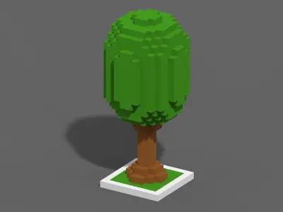 Tree Voxel - 2 Low-poly 3D model