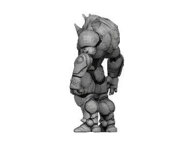 Rhino Cyborg Low-poly 3D model