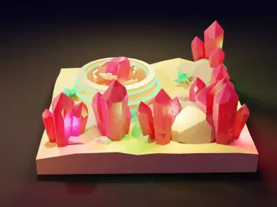 Crystal Desert Low-poly 3D model