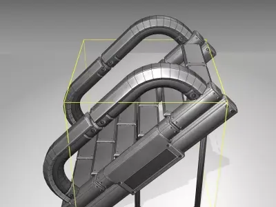 Futuristic Stairs - 12 - Basic Textures Low-poly 3D model