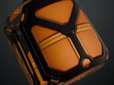 Orange Black Sci-Fi Door Transparent PBR Seamless Texture