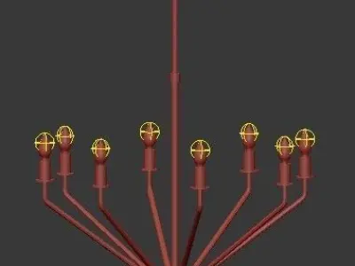 Untitled gold chandelier with six candle lights 3D model