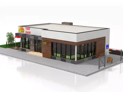 Drive-Thru Fast Food Restaurant  3D model purchase