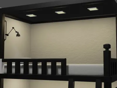 two story bed Low-poly 3D model