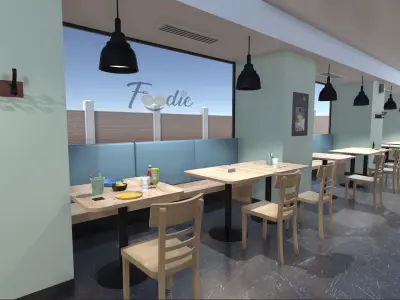 Foodie restaurant Low-poly 3D model