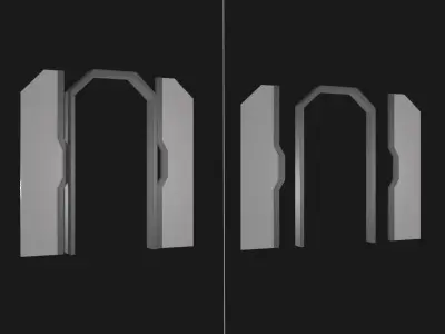 Simple Low Poly Sci-fi Door Low-poly 3D model