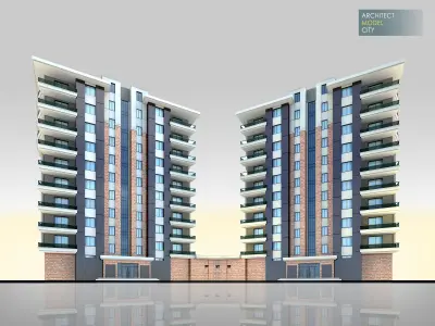 Architectural 3d Model with Render Scene Low-poly 3D model