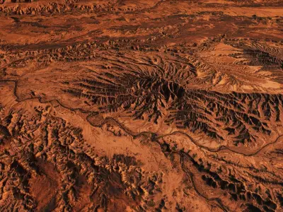 Mars Planet Landscape 20x20km Desert Terrain Valley PBR  Low-poly 3D model