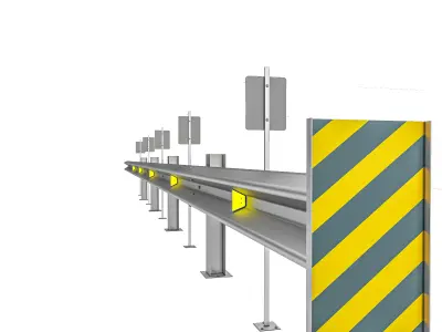 Guard-Rail-01 metal barrier with stripes 3D model