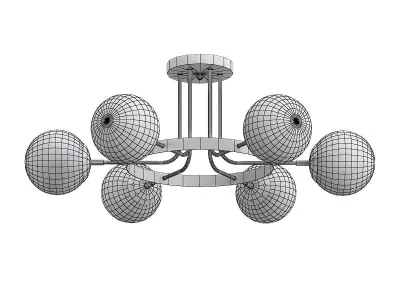 intenso six light chandelier with glass globes and chrome finish 3D model