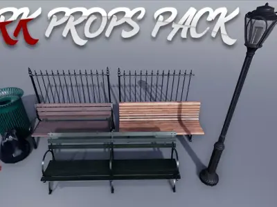 Park Props Pack - UE4 Game Ready Low-poly 3D model