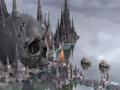 Halloween Pirate Themed City Port Kitbash 3D model