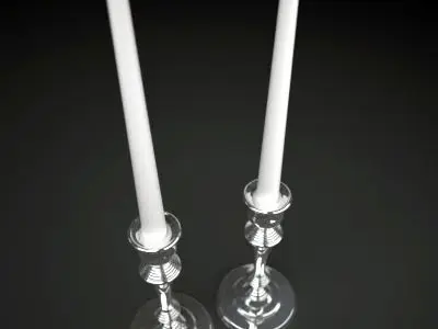 Candelbra 2 two silver candlesticks 3D model