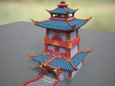 Xianxia Guofeng Building City Gate Low-poly 3D model