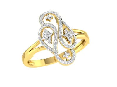Light Weight Yellow Gold Diamond Ring  -ZA RN 7823 3D print model