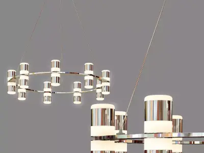 Chrome Marzano 9 Light LED Wagon Wheel Chandelier 3D model