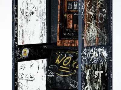 Dirty Telephone Booth Low-poly 3D model