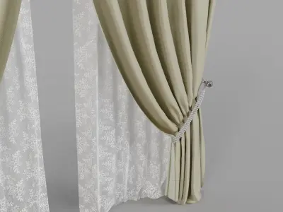 Curtains 1 Low-poly 3D model