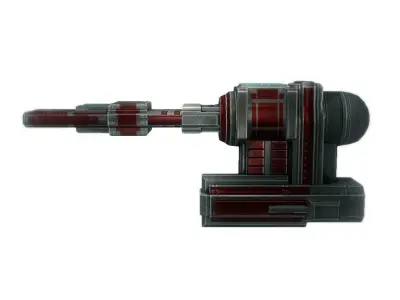 Railgun cannon sci-fi low poly Animated Low-poly 3D model