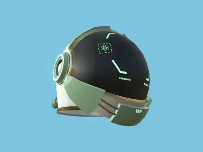 Astronaut Helmet 05 - Green Gold - Character Design Fashion Low-poly 3D model