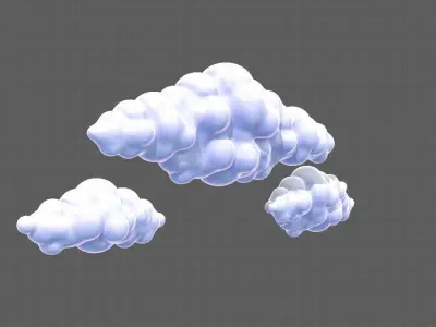 Clouds cartoon V03 Low-poly 3D model