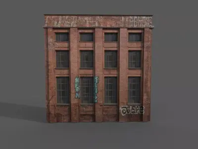 Street wall building Low-poly 3D model