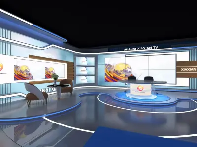 Virtual Broadcast Studio Low-poly 3D model