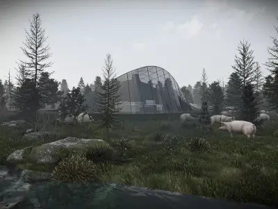 Parametric Organic Pavilion House Exterior Architectural Scene Low-poly 3D model