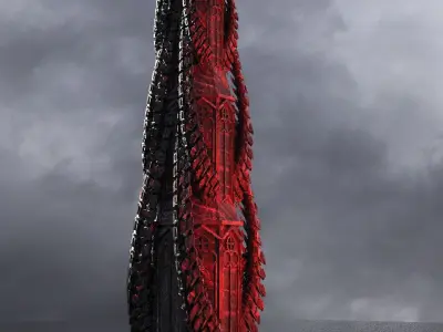 Horror Dark SpineTowers 3 Kitbash 3D model