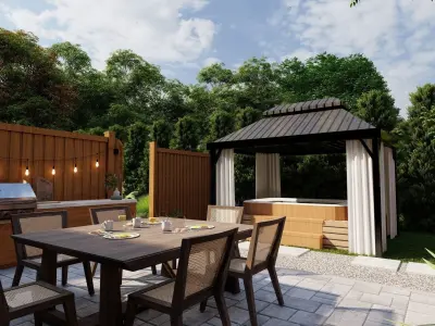 3D Exterior Scene 3D model design garden and landscape 3D model