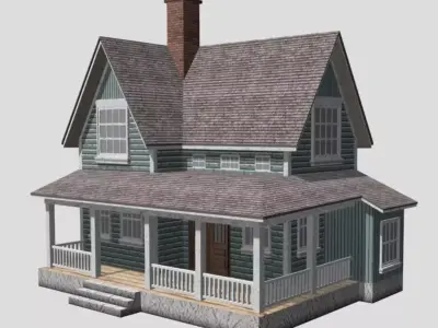 American Style Cottage - Town House Model Low-poly 3D model order