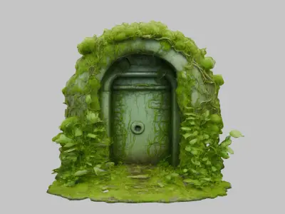 Sewer moss and vines door Low-poly 3D model