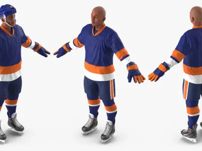  Hockey Player Generic 5 Rigged for Cinema 4D 3D Model 