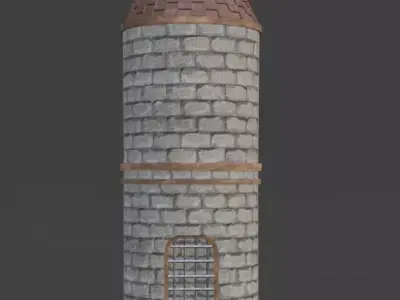 Medieval Round Tower Spire Low-poly 3D model