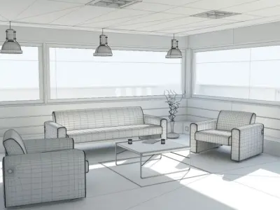 Living Room With Red Couch Archinteriors For C4 D Vol 1 3D model