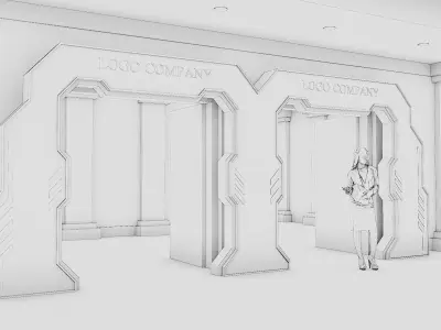 Futuristic Sci-Fi Double Entrance Gate Archway for Event Expo 3D model