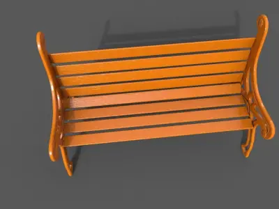 Street Bench Low-poly 3D model