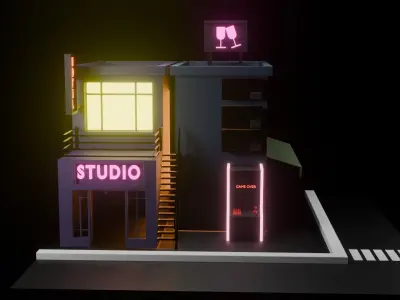 3d isometric scene Low-poly 3D model 3D model