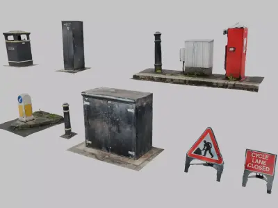Urban Street Props Scan Pack - 12 Photogrammetry Assets 3D model