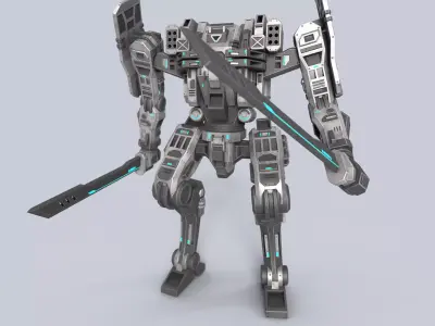 Sci fi Battle Mech Low-poly 3D model