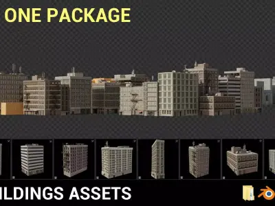 Buildings Asset Pack  212 Assets - 50 buildings plus 162 modular 3D model
