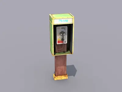 Small Phone Booth Low-poly 3D model