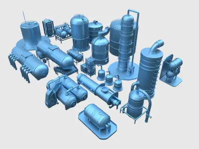 Industrial Tanks Low-poly 3D model