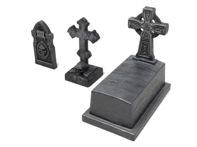 Gravestones halloween Low-poly 3D model
