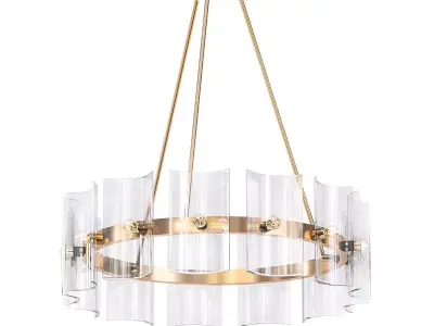 Sadless modern chandelier with brass and clear glass 3D model