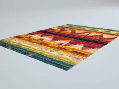 4 Colorful Rugs Low-poly 3D model
